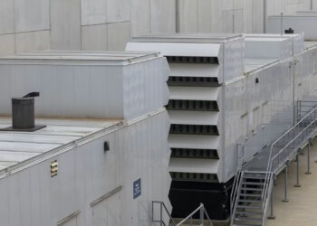 Diesel generators sit outside a data center in Ashburn, Va. (Amanda Andrade-Rhoades for The Washington Post via Getty Images)