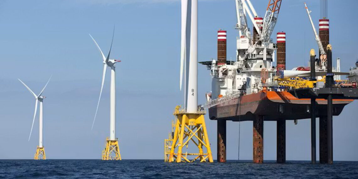 An offshore wind farm(AP Photo/Michael Dwyer)