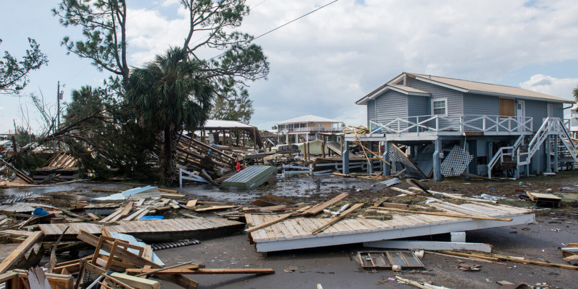 Destruction caused by Hurricane Helene in Keaton Beach (Staff Sgt. Jacob Hancock/U.S. Air National Guard, via Defense Visual Information Distribution Service)