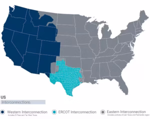 There are few links between the U.S. Eastern, Western and ERCOT interconnections. (ERCOT)