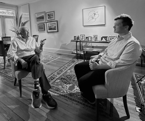 Rafe Pomerance being interviewed by a Brazilian television crew. (Photo courtesy of Tom Cosgrove)